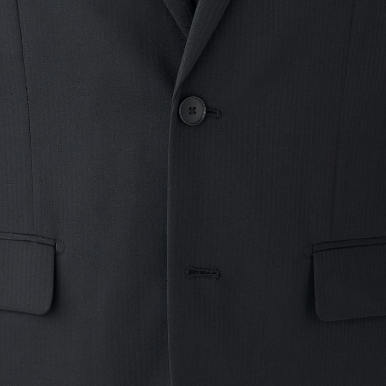 ＫＡＮＳＡＩＭＡＮ 【KANSAIMAN collection Style authentic】【秋冬】スペアパンツ付き/2釦シングルスーツ ショートタック/ブラック×シャドーストライプ/RAIN SUIT 黒