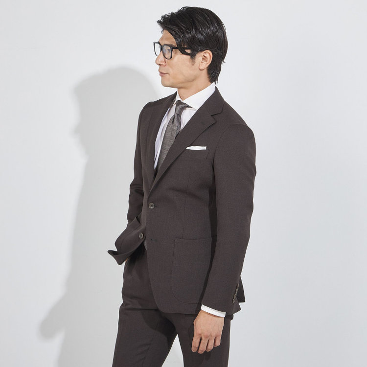 ＪＰコンフォート ネイビー 【JOHN PEARSE comfort navy】【秋冬】2釦シングルジャケット/ブラウン/パッチポケット/ULTRA MOVE/ウォッシャブル 茶中間