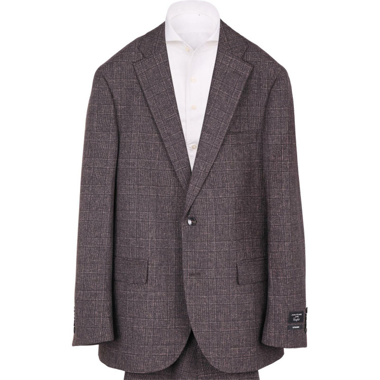 ＪＰ コンフォート 【JOHN PEARSE comfort】【秋冬】コーディネートパンツ付/2釦シングルスーツ ショートタック/ブラウン×チェック+グレー×ソリッドパンツ/ULTRA MOVE/TRABEST/ウォッシャブル/ストレッチ ブラウン系(茶)