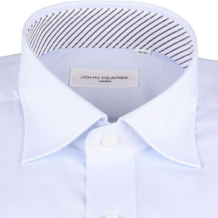 ジョンピアース 【JOHN PEARSE White】【形態安定】ワイドカラードレスシャツ/ブルー×ドビー/Oil guard ブルー系(青)