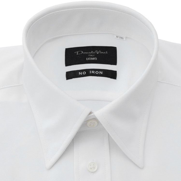 ドナートヴィンチウォモ 【半袖】【Donato Vinci Italy Uomo】【STYLISH】【ノーアイロン】レギュラーカラードレスワイシャツ/ホワイト/ULTRA MOVE/オイルガード/ニット素材 白