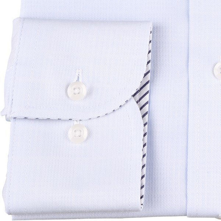 ジョンピアース 【JOHN PEARSE White】【形態安定】ワイドカラードレスシャツ/ブルー×ドビー/Oil guard ブルー系(青)