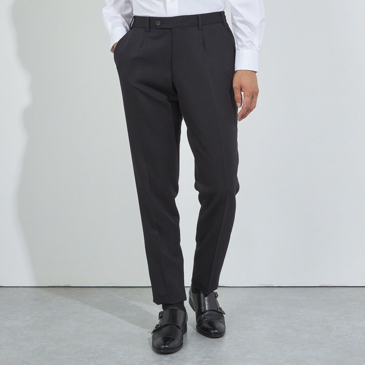 ハイスペックモーション 【HIGH SPEC MOTION】【秋冬】0タックパンツ/ブラック/ウエストシャーリング/※裾上げ済み仕様 黒