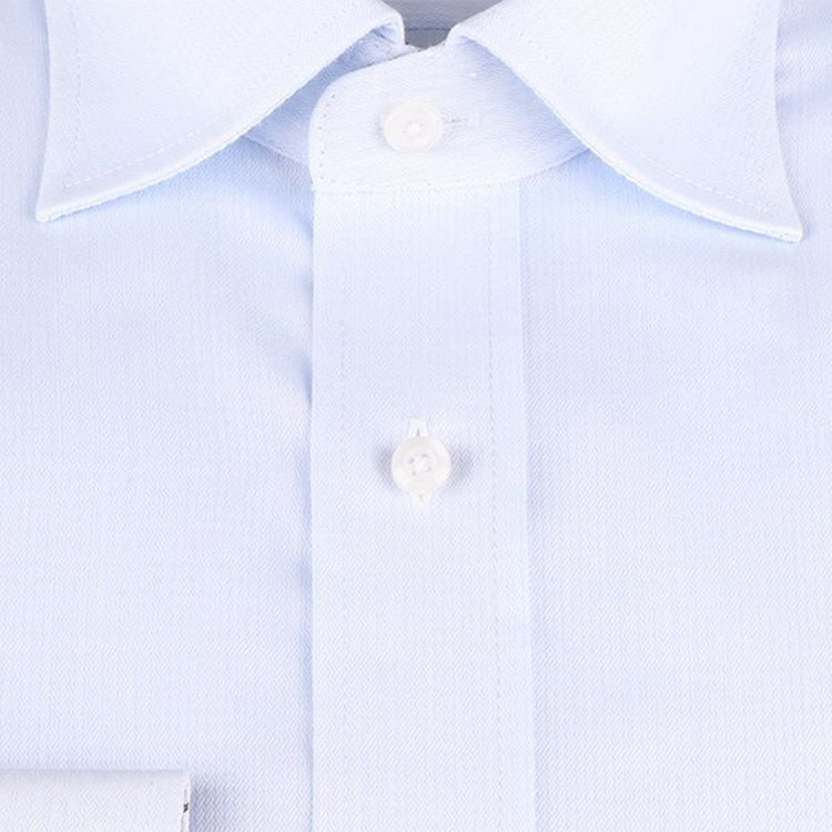 ジョンピアース 【JOHN PEARSE White】【形態安定】ワイドカラードレスシャツ/ブルー×ドビー/Oil guard ブルー系(青)