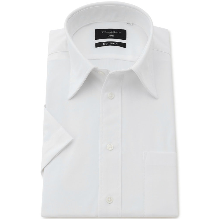 ドナートヴィンチウォモ 【半袖】【Donato Vinci Italy Uomo】【STYLISH】【ノーアイロン】レギュラーカラードレスワイシャツ/ホワイト/ULTRA MOVE/オイルガード/ニット素材 白