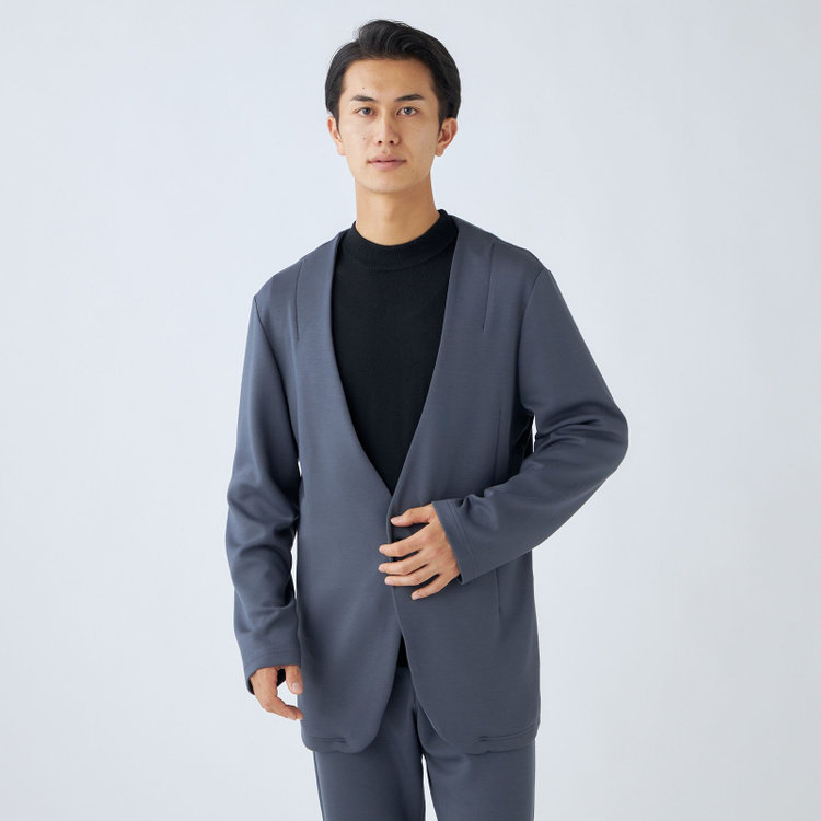 ＵＷＳ ＨＯＭＥ 【ULTRA WORK SUIT/HOME LINE】【春夏】セットアップ1釦ノーカラージャケット/ブルーグレー グレー系(灰)
