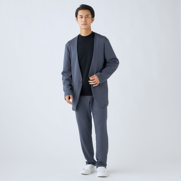 ＵＷＳ ＨＯＭＥ 【ULTRA WORK SUIT/HOME LINE】【春夏】セットアップ1釦ノーカラージャケット/ブルーグレー グレー系(灰)