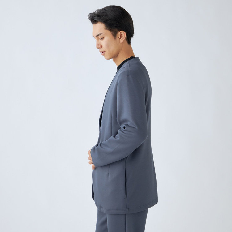 ＵＷＳ ＨＯＭＥ 【ULTRA WORK SUIT/HOME LINE】【春夏】セットアップ1釦ノーカラージャケット/ブルーグレー グレー系(灰)