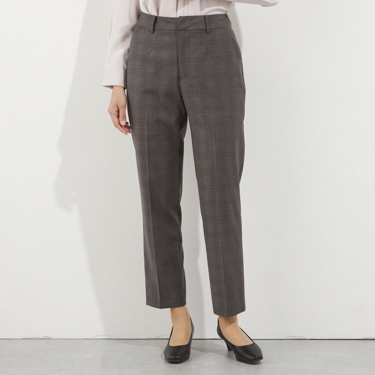 【Diana】【秋冬】パンツ/グレー×チェック/ウォッシャブル＆ストレッチ/裾上げ済仕様