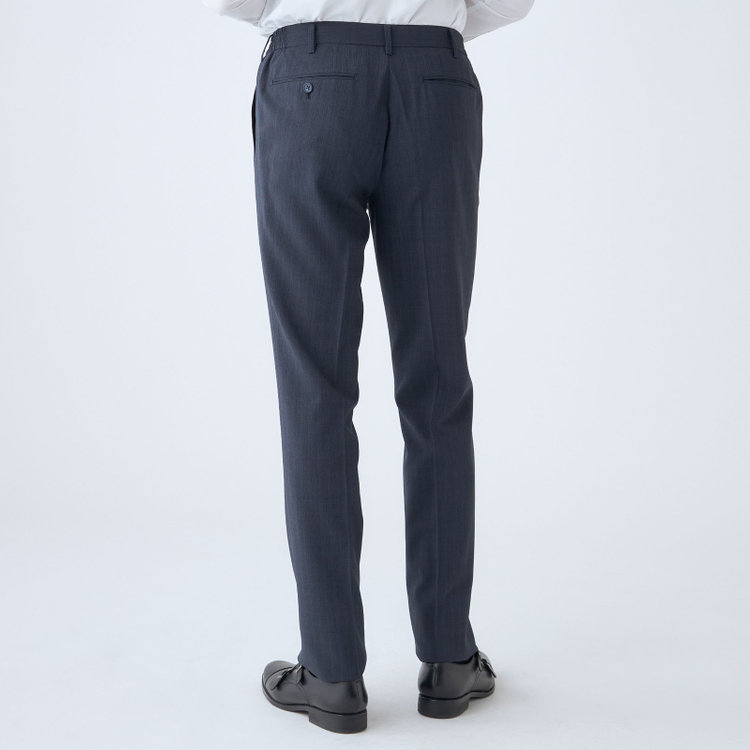 ジョンピアースブラック 【JOHN PEARSE Black SELECT LINE】【春夏】機能性ポリエステル 0タックパンツ/ネイビー/ウエストシャーリング仕様/ULTRA MOVE/※裾上げ必要 紺中間