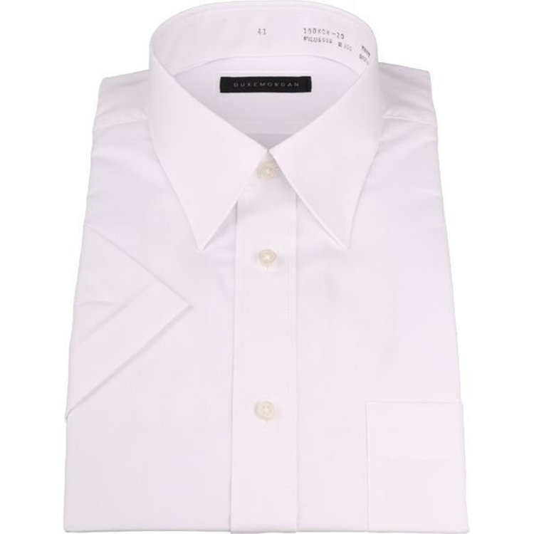 ＤＵＫＥ ＭＯＲＧＡ 【半袖】【DUKEMORGAN】レギュラーカラードレスシャツ/ホワイト×ソリッド ホワイト系(白)