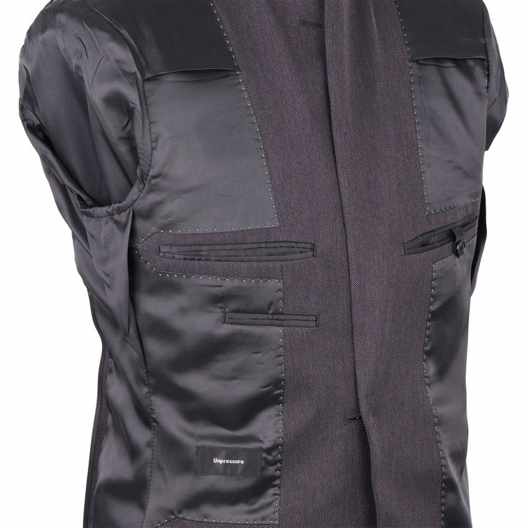 ＵＮＰＲＥＳＳＵＲＥ 【Unpressure】【秋冬】2釦シングルスーツ 0タック/グレー×バーズアイ/ウォッシャブルパンツ グレー系(灰)