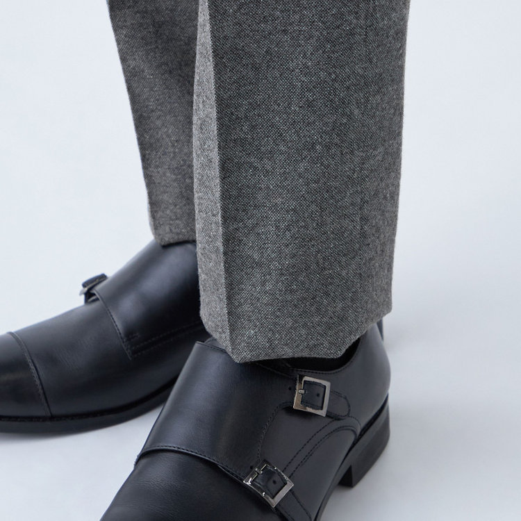 スタンリーブラッカ 【stanley blacker new york】【秋冬】1タックスラックス/グレー/ウエストムーブ仕様/※裾上げ必要 グレー中間