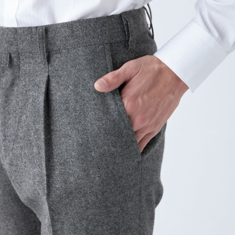 スタンリーブラッカ 【stanley blacker new york】【秋冬】1タックスラックス/グレー/ウエストムーブ仕様/※裾上げ必要 グレー中間