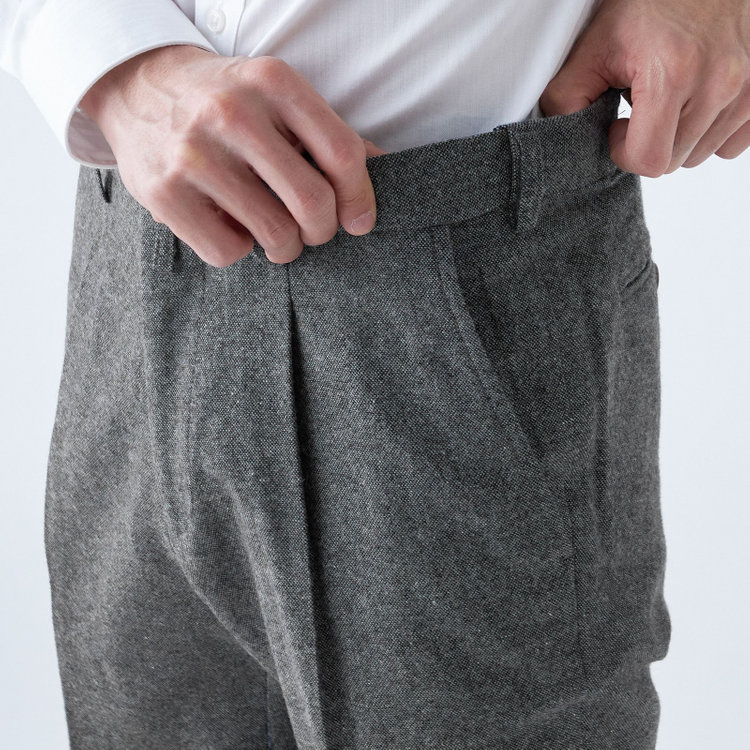 スタンリーブラッカ 【stanley blacker new york】【秋冬】1タックスラックス/グレー/ウエストムーブ仕様/※裾上げ必要 グレー中間