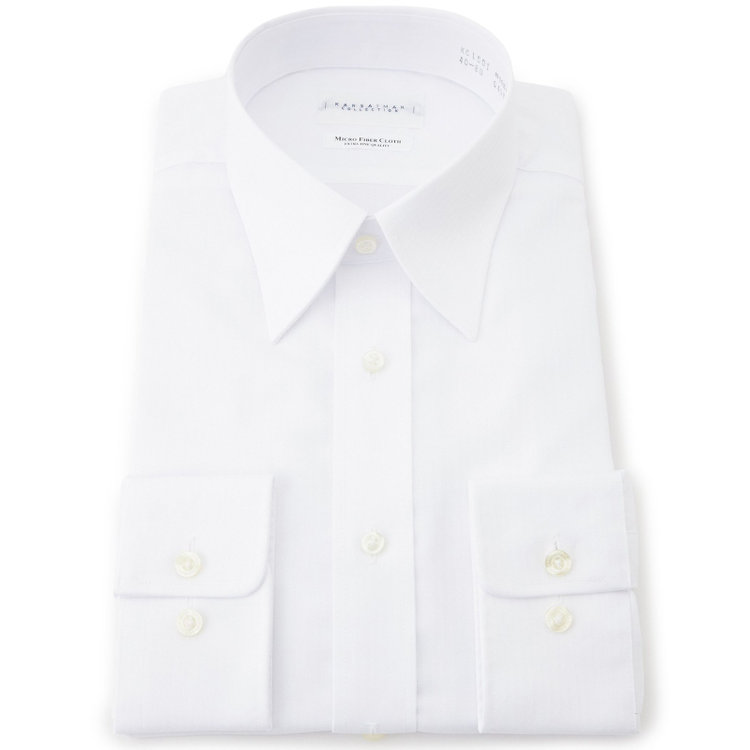 ＫＭＣブラック 【KANSAIMAN collection】【形態安定】【レキュラーシルエット】レギュラーカラーワイシャツ/ホワイト×ドビーストライプ 白