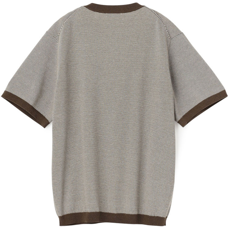 スタンリーブラッカ 【stanley blacker new york】【半袖】ボーダーニットティー/ブラウン 茶中間