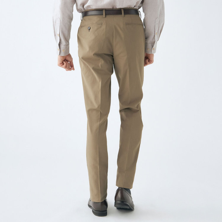 スタンリーブラッカ 【stanley blacker new york】【春夏】1タックテーパードパンツ/カーキ×テックコットンストレッチ/ウエストシャーリング仕様/※裾上げ必要 緑淡色