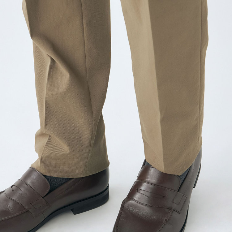 スタンリーブラッカ 【stanley blacker new york】【春夏】1タックテーパードパンツ/カーキ×テックコットンストレッチ/ウエストシャーリング仕様/※裾上げ必要 緑淡色