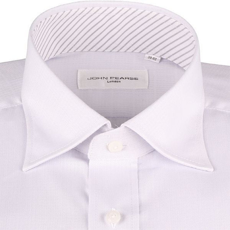 ジョンピアース 【JOHN PEARSE White】【形態安定】ワイドカラードレスシャツ/グレー×ドビー/Oil guard グレー系(灰)