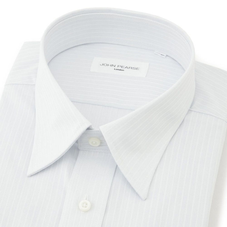 KONAKA　アウトレット 【WEB限定/OUTLET/汚れ・キズ等有】【JOHN PEARSE White】【形態安定】レギュラーカラードレスシャツ/グレー×ドビーストライプ/Oil guard グレー淡色