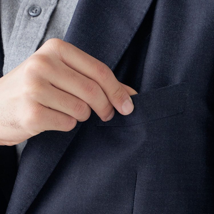 スタンリーブラッカ 【stanley blacker new york】【秋冬】2釦シングルデニムルックセットアップジャケット/ネイビー 紺濃色