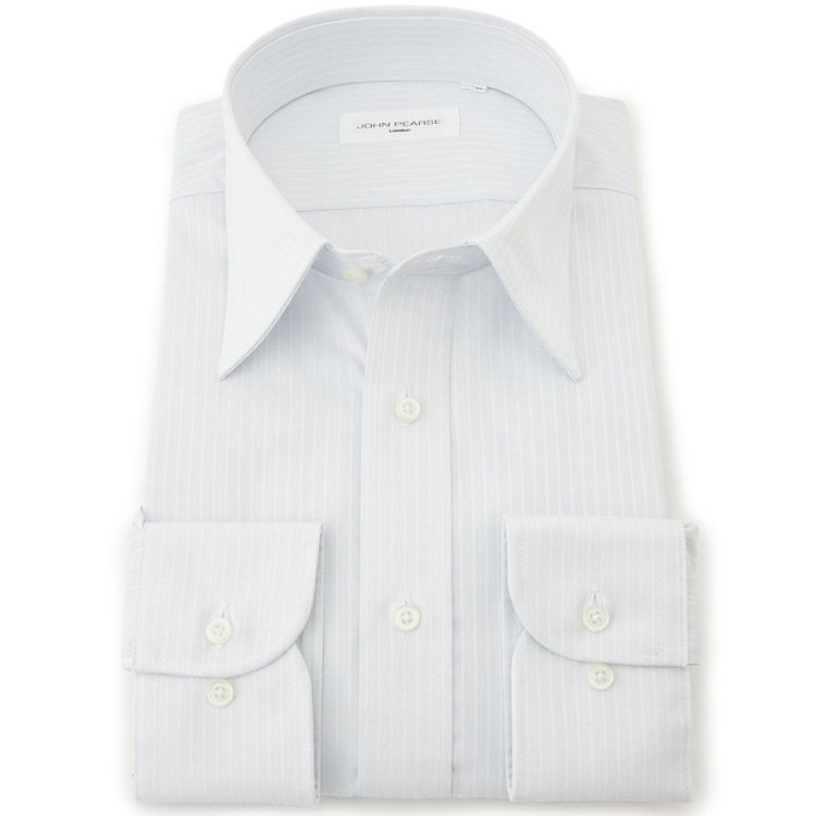 KONAKA　アウトレット 【WEB限定/OUTLET/汚れ・キズ等有】【JOHN PEARSE White】【形態安定】レギュラーカラードレスシャツ/グレー×ドビーストライプ/Oil guard グレー淡色