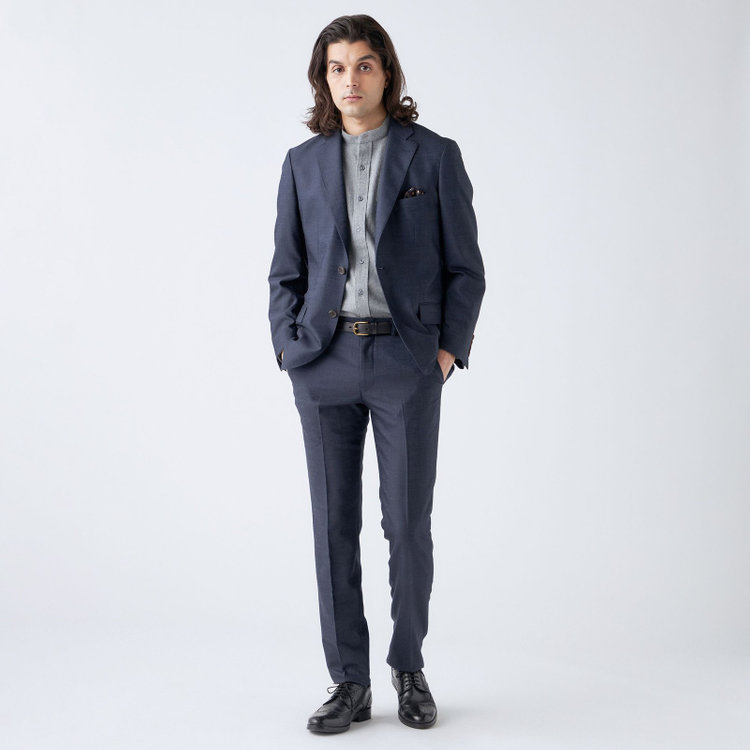 スタンリーブラッカ 【stanley blacker new york】【秋冬】2釦シングルデニムルックセットアップジャケット/ネイビー 紺濃色