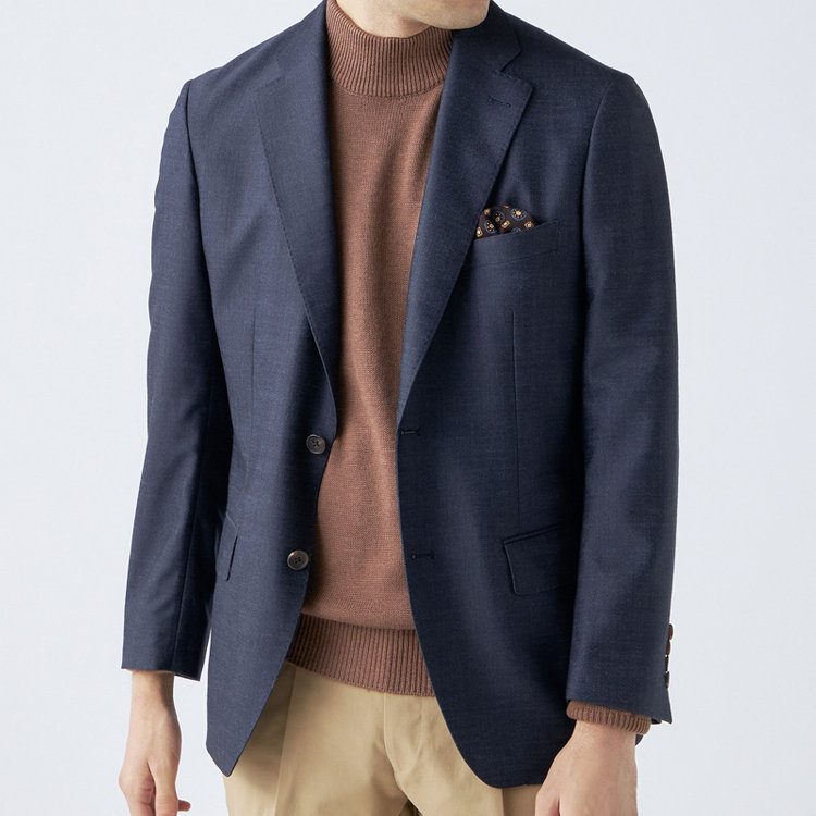 スタンリーブラッカ 【stanley blacker new york】【秋冬】2釦シングルデニムルックセットアップジャケット/ネイビー 紺濃色