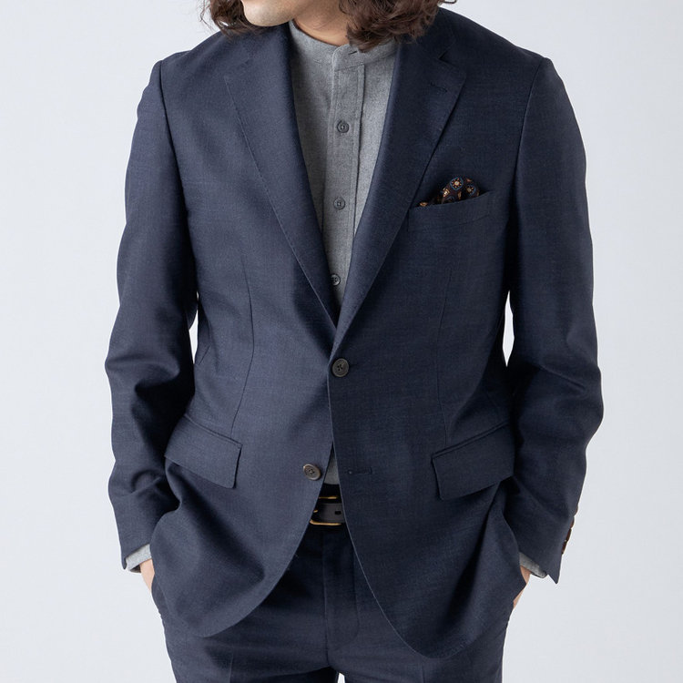 スタンリーブラッカ 【stanley blacker new york】【秋冬】2釦シングルデニムルックセットアップジャケット/ネイビー 紺濃色