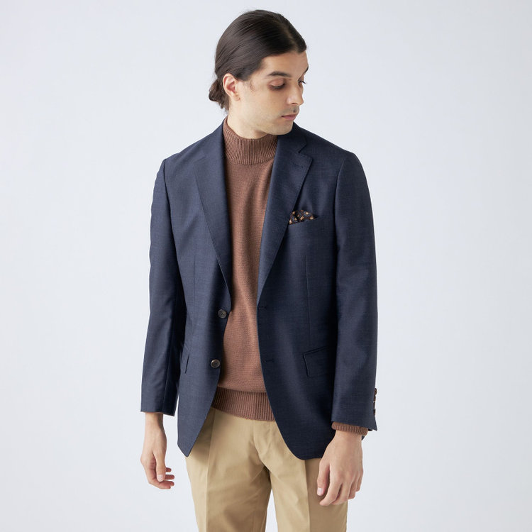 スタンリーブラッカ 【stanley blacker new york】【秋冬】2釦シングルデニムルックセットアップジャケット/ネイビー 紺濃色