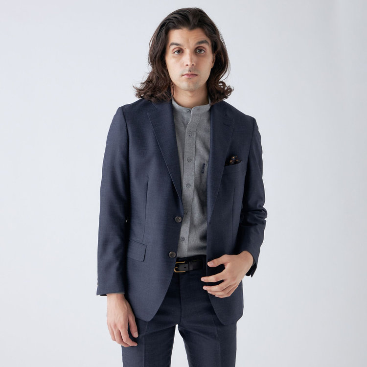 スタンリーブラッカ 【stanley blacker new york】【秋冬】2釦シングルデニムルックセットアップジャケット/ネイビー 紺濃色
