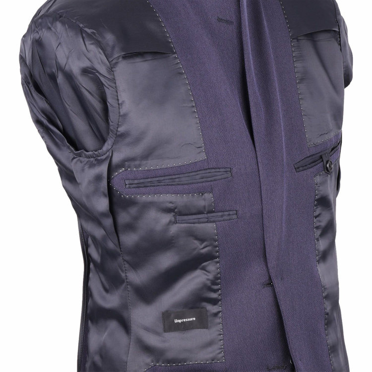 ＵＮＰＲＥＳＳＵＲＥ 【Unpressure】【秋冬】2釦シングルスーツ 0タック/ネイビー×バーズアイ/ウォッシャブルパンツ ネイビー系(紺)