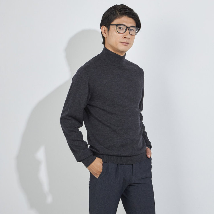 ＪＰコンフォート ネイビー JPコンフォート モックネックセーター/グレー グレー濃色