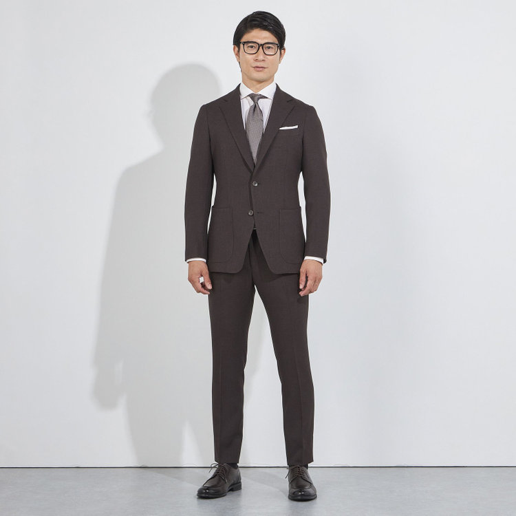 ＪＰコンフォート ネイビー 【JOHN PEARSE comfort navy】【秋冬】2釦シングルジャケット/ブラウン/パッチポケット/ULTRA MOVE/ウォッシャブル 茶中間