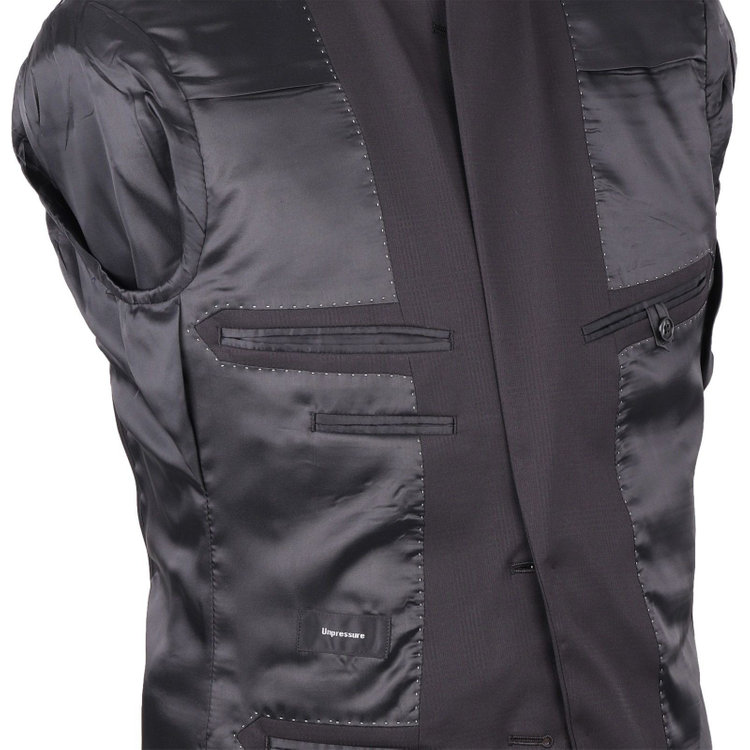 ＵＮＰＲＥＳＳＵＲＥ 【Unpressure】【秋冬】2釦シングルスーツ 0タック/ブラック×シャドーチェック/ウォッシャブルパンツ ブラック系(黒)