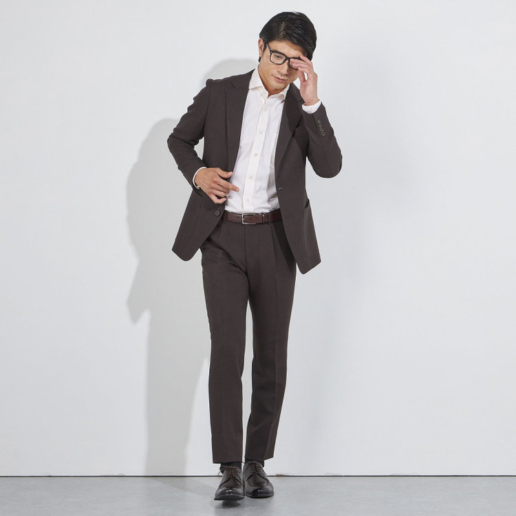 ＪＰコンフォート ネイビー 【JOHN PEARSE comfort navy】【秋冬】2釦シングルジャケット/ブラウン/パッチポケット/ULTRA MOVE/ウォッシャブル 茶中間