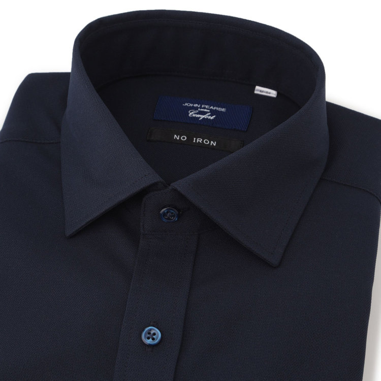 ＪＰコンフォート ネイビー 【JOHN PEARSE comfort navy】ワイドカラーワイシャツ/ネイビー/ULTRA MOVE「ニット素材」「ノーアイロン」「ストレッチ」「高通気性」 紺中間