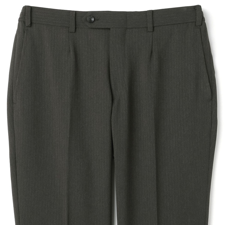 ＪＰ コンフォート 【JOHN PEARSE comfort】【年間】2釦シングルスリーピーススーツ ショートタック/カーキ/ウエストシャーリング仕様/「ULTRA MOVE」ストレッチ・ウォッシャブル/※裾上げ必要 緑中間