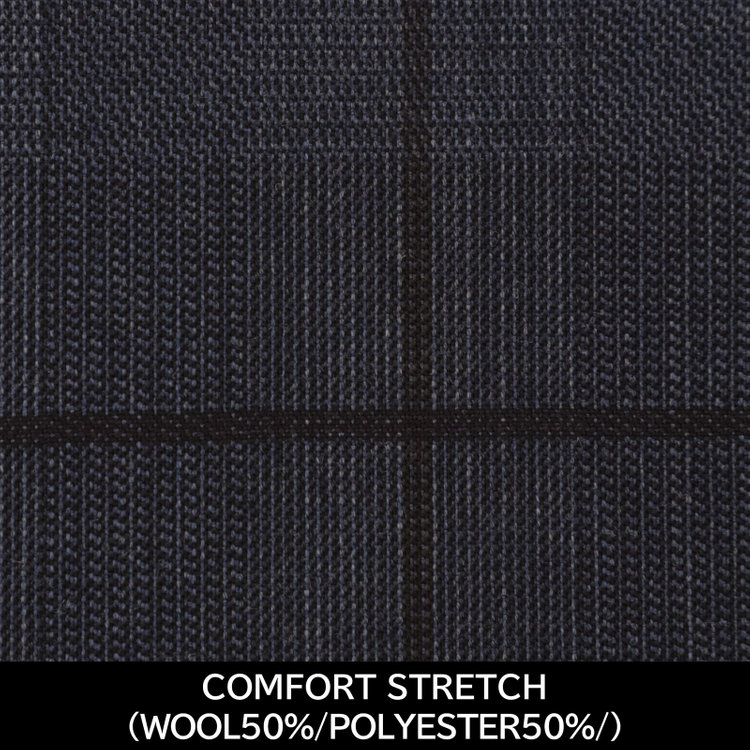 ジョンピアース 【パターンオーダー】【JOHN PEARSE WHITE 4釦1掛ダブル】【秋冬】スーツ/COMFORT STRETCH/ネイビー×チェック(WOOL50% POLYESTER50%) ネイビー系(紺)