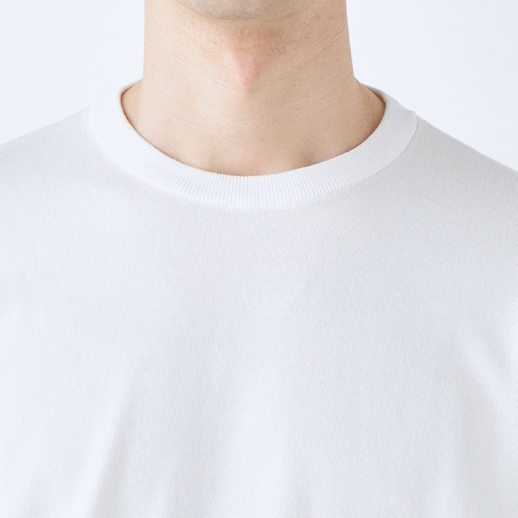 ＪＰコンフォート ネイビー 【半袖】ニットTシャツ/ホワイト 白