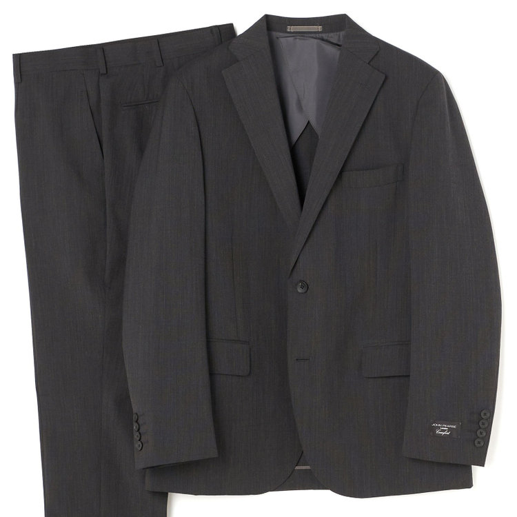 ＪＰ コンフォート 【JOHN PEARSE comfort】【春夏】2釦シングルスーツ ショートタック テーパードパンツ/ ダークグレー / SHOWER CLEAN ※裾直し必要 グレー濃色