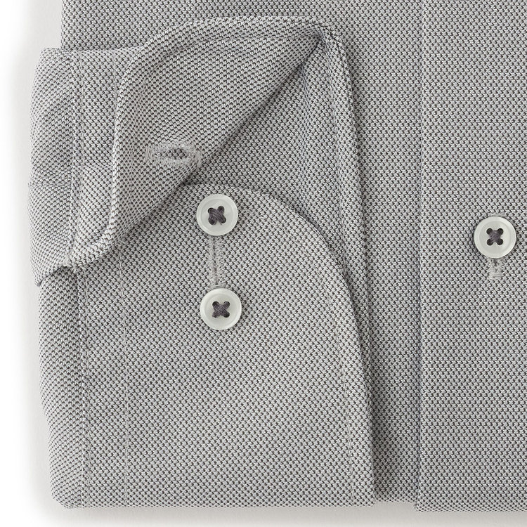 ジョンピアース 【JOHN PEARSE White】【ノーアイロン】ボタンダウンドレスワイシャツ/グレー×ドビー/ULTRA MOVE/ニット素材 グレー中間