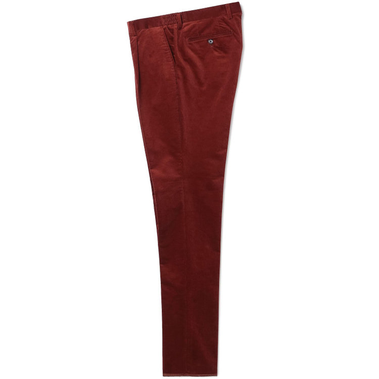 スタンリーブラッカ 【stanley blacker new york】【秋冬】1タックストレッチコーデュロイスラックス/テラコッタ/ウエストシャーリング仕様/※裾上げ必要 赤濃色