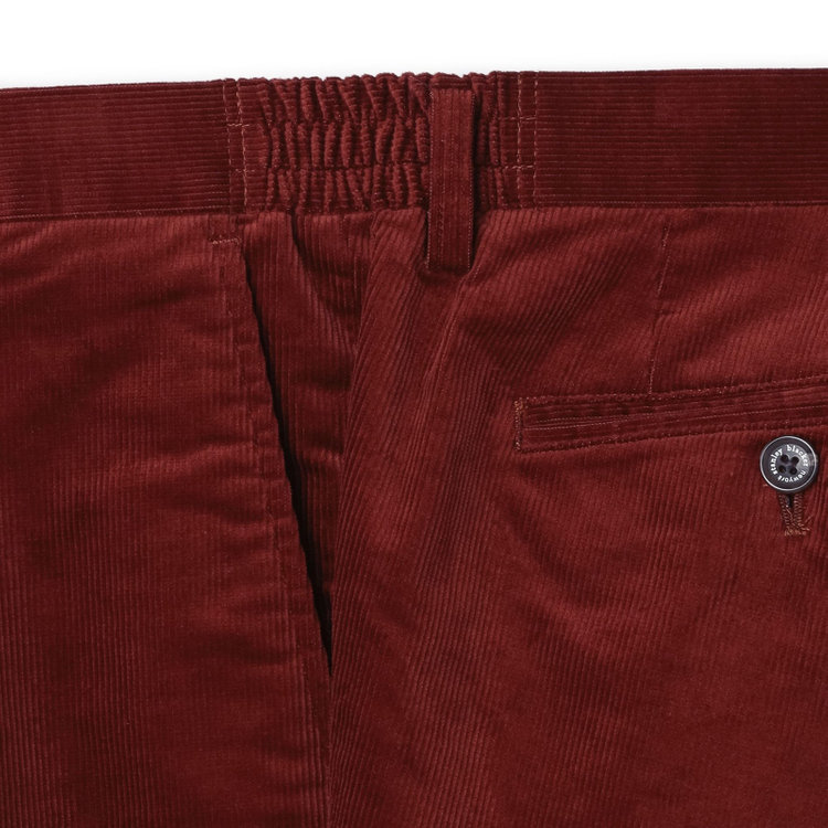 スタンリーブラッカ 【stanley blacker new york】【秋冬】1タックストレッチコーデュロイスラックス/テラコッタ/ウエストシャーリング仕様/※裾上げ必要 赤濃色