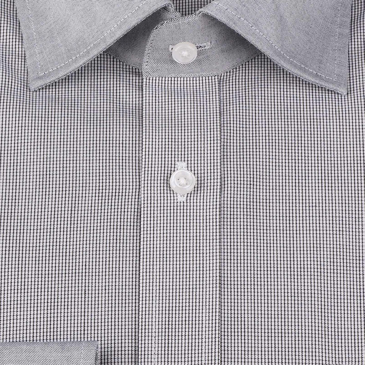 ジョンピアースブラック 【JOHN PEARSE Black】【形態安定】クレリックワイドカラードレスワイシャツ/襟袖口：グレー+グレー×チェック グレー淡色