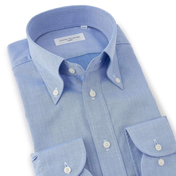 ジョンピアース 【JOHN PEARSE White】【形態安定】ボタンダウンドレスシャツ/ブルー/Oil guard 青中間