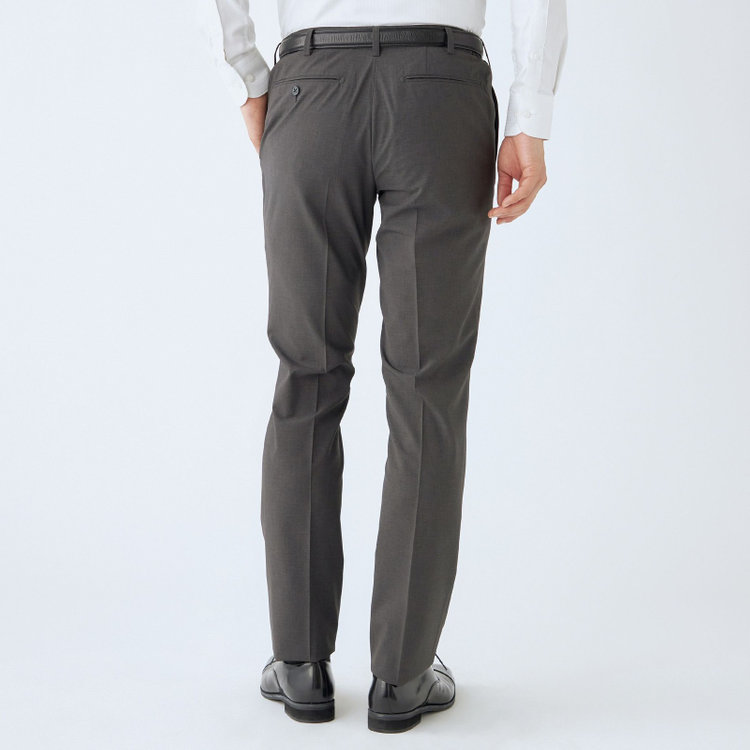 ジョンピアースブラック 【JOHN PEARSE Black SELECT LINE】【春夏】機能性ポリエステル 0タックパンツ/グレー/ウエストシャーリング仕様/ULTRA MOVE/※裾上げ必要 グレー濃色