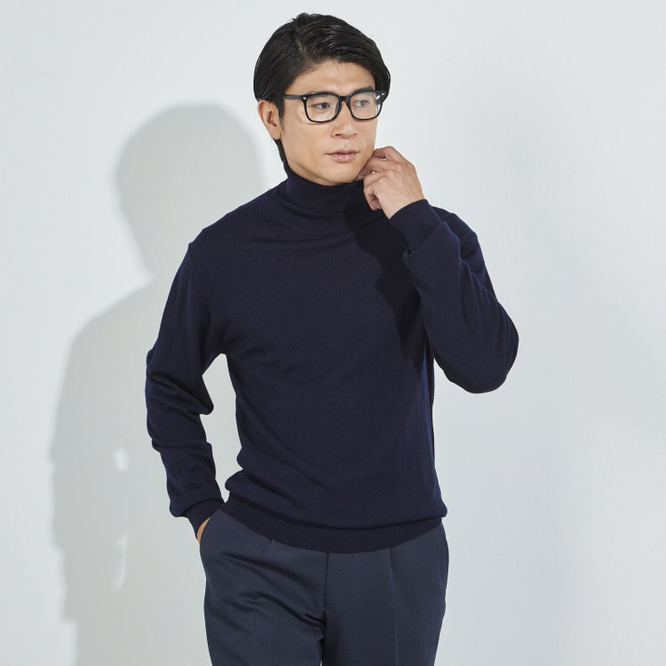 ＪＰコンフォート ネイビー 【JOHN PEARSE comfort navy】【秋冬】タートルネックセーター/ネイビー 紺中間