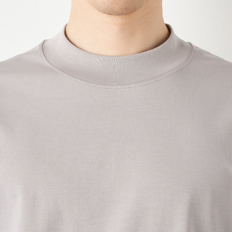 ジョンピアース 【JOHN PEARSE comfort navy】モックネックロングTシャツ/グレー/「吸汗速乾」「接触冷感」「UV加工」 グレー淡色
